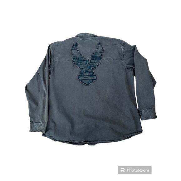 Vintage Harley Davidson Button Up Embroidered Patch 3XL - Picture 1 of 4